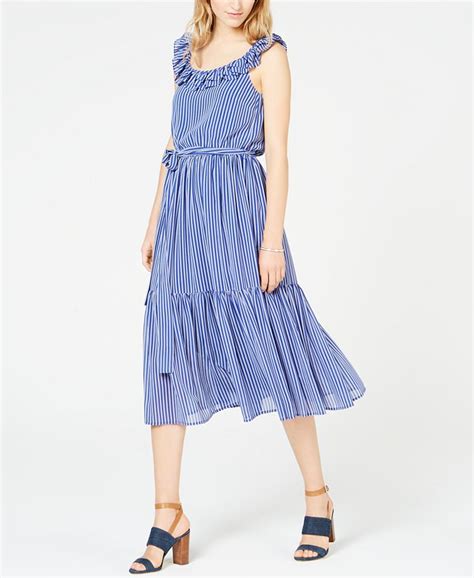 michael michael kors striped ruffled dress regular & petite|Michael michael kors ruffle dress + FREE SHIPPING .